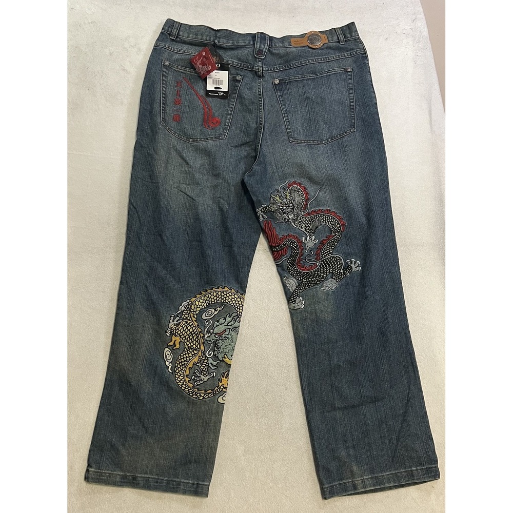 VTG Y2K JNCO Dragon Style Jeans Men's 42 Southpole Wide Leg Baggy Skater Jewels